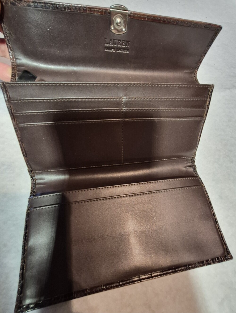 Vintage Lauren Ralph Lauren RLL Embossed Croc Women's Clutch Organizer Wallet - Picture 5 of 7